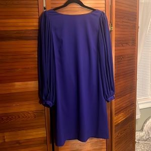 Eliza J purple blue shift dress with balloon pleated sleeves
